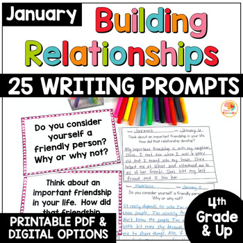Preview of JANUARY Social-Emotional Learning Writing Prompts: Building Relationships