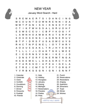 january word search bundle new year winter 3 levels