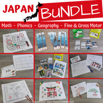 Preview of JAPAN Themed Activities BUNDLE - Math, Phonics, Geography, Fine/Gross Motor