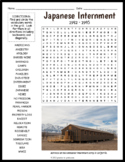 JAPANESE INTERNMENT CAMPS Word Search Puzzle Worksheet Activity