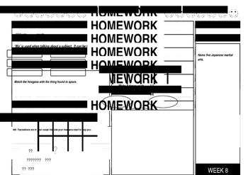 Preview of JAPANESE WEEKLY HOMEWORK SHEETS