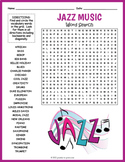 JAZZ MUSIC Word Search Puzzle Worksheet Activity