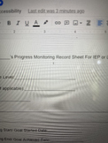JBW Printables: Progress Monitoring Record Sheet For IEP o