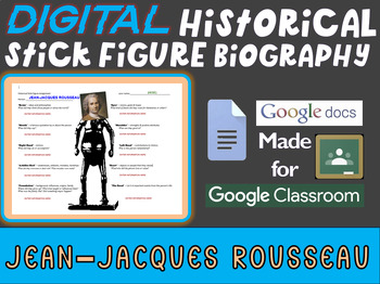 Preview of JEAN-JACQUES ROUSSEAU Digital Historical Stick Figure - Editable Google Docs