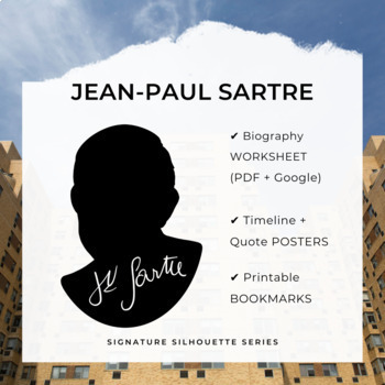 Preview of JEAN-PAUL SARTRE Biography Worksheet, Posters, Bookmarks, Clipart (Google + PDF)