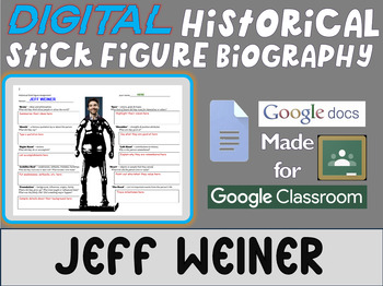 Preview of JEFF WEINER Digital Historical Stick Figure Biography (MINI BIOS)
