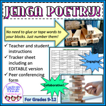 Preview of JENGA POETRY! Fast-paced game, collaborative, poetry writing activity