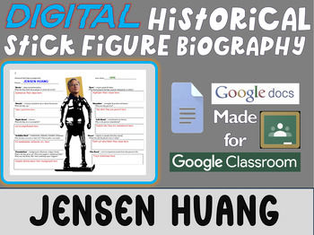 Preview of JENSEN HUANG Digital Historical Stick Figure Biography (MINI BIOS)