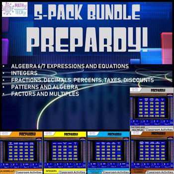 Preview of PREPARDY! Math Test Prep Game - 5-PACK BUNDLE: 7TH GRADE MATH