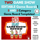 Editable Game Show Style Quiz Templates TWO GAME BOARDS fo