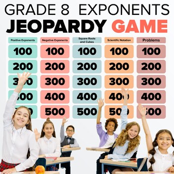 Preview of JEOPARDY GAME - GRADE 8 EXPONENTS MATH - PowerPoint