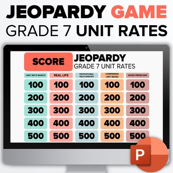 Preview of JEOPARDY GAME - Grade 7 Math - Unit Rates - PowerPoint