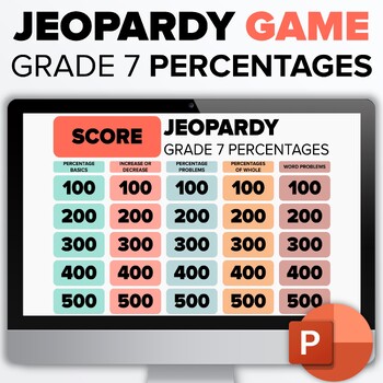 Preview of JEOPARDY PERCENTAGES MATH GAME - GRADE 7 - PowerPoint