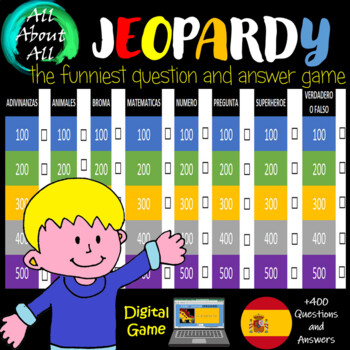 Preview of All About JEOPARDY SUMMER GAME SPANISH INTERACTIVE EXCEL - AAA