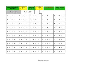 Preview of JERC Addition Facts Tool 5 Day Free Trial