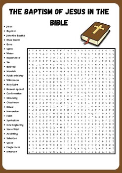 JESUS BAPTISM WORD SEARCH PUZZLE NOVEL BOOK WORKSHEET ACTIVITY | TPT