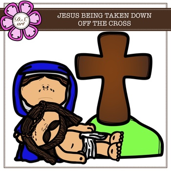 Preview of JESUS BEING TAKEN DOWN OFF THE CROSS digital clipart (color and black&white)