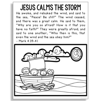 jesus calms the storm bible story coloring page  easy