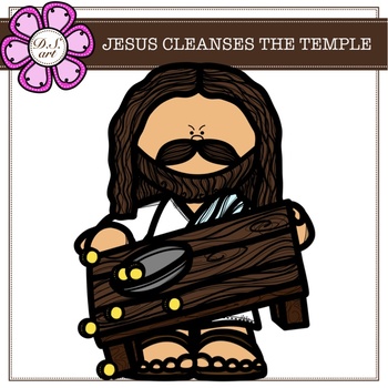 Preview of JESUS CLEANSES THE TEMPLE digital clipart (color and black&white)