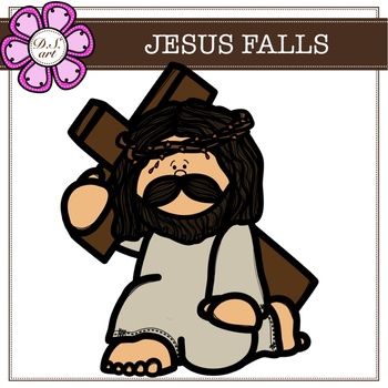 Preview of JESUS FALLS digital clipart (color and black&white)
