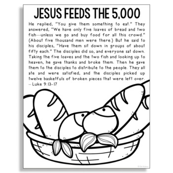 jesus feeds the 5000 bible story coloring page  easy