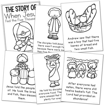 jesus feeds the five thousand bible story coloring pages