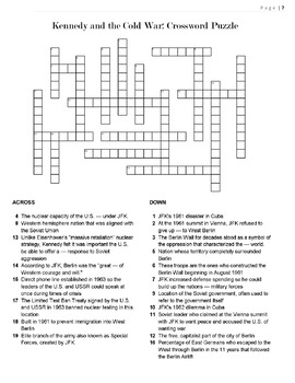DISTANCE LEARNING JFK / 1960s Crossword Puzzle Bundle 4