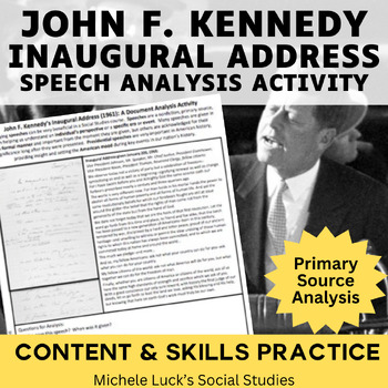 Preview of JFK Kennedy's Inaugural Address American Speeches Document Analysis Activity