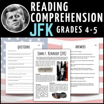 Preview of JFK US Presidents Reading Comprehension Literacy Center