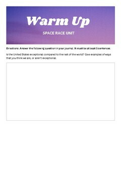 Preview of JFK's Space Race Bundle-Warm-up, Survey, 4 vocab, annotations and questions