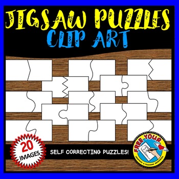 Preview of 2 PIECE JIGSAW PUZZLES CLIPART 20 SELF CORRECTING TEMPLATES BY FREE YOUR HEART