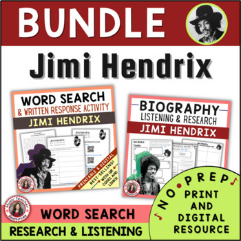 Preview of Black History Month Music - JIMI HENDRIX Lesson Activities and Worksheets