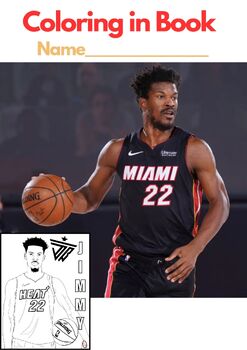 Preview of JIMMY BUTLER, NBA, Coloring in Book, PDF Printable Book