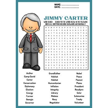 JIMMY CARTER bundle word search word scramble crossword TPT