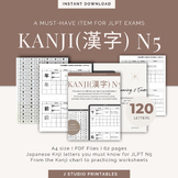 JLPT TEST [N5] Kanji Practice Worksheets 120 /Japanese Lan