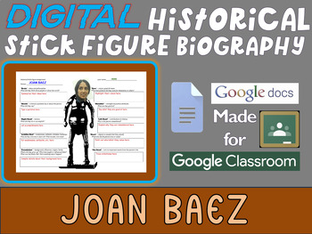 Preview of JOAN BAEZ Digital Historical Stick Figure Biographies  (MINI BIO)