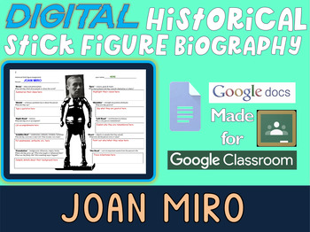 Preview of JOAN MIRO Digital Historical Stick Figure Biography (MINI BIOS)
