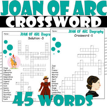 JOAN OF ARC Biography Crossword Puzzle All about JOAN OF ARC