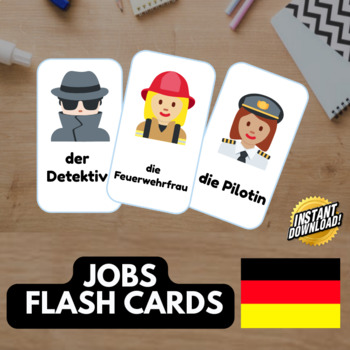 Preview of JOBS GERMAN Edition (34 emoji pictures) • Montessori Cards • Flash Cards PDF