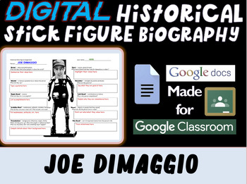 Preview of JOE DIMAGGIO - MAJOR LEAGUE BASEBALL LEGEND - Digital Stick Figure Biography