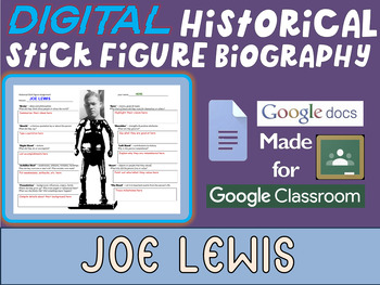 Preview of JOE LEWIS Digital Historical Stick Figure Biography (MINI BIOS)