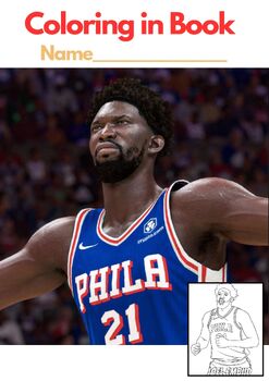 Preview of JOEL EMBIID, NBA, Coloring in Book, PDF Printable Book