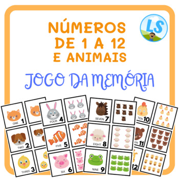 Preview of JOGO DA MEMÓRIA: Números de 1 a 12 e Animais