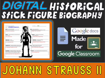 Preview of JOHANN STRAUSS II Digital Historical Stick Figure Biography (MINI BIOS)
