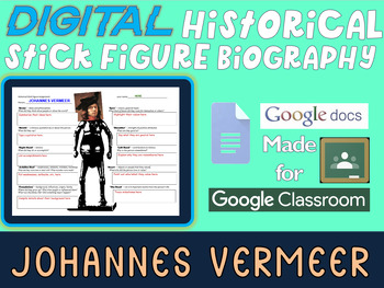 Preview of JOHANNES VERMEER Digital Historical Stick Figure Biography (MINI BIOS)