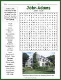 JOHN ADAMS Biography Word Search Puzzle Worksheet Activity