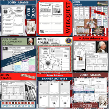 Preview of JOHN ADAMS U.S. PRESIDENT BUNDLE Differentiated Research Project Biography