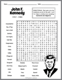 JOHN F. KENNEDY - JFK Biography Word Search Puzzle Workshe