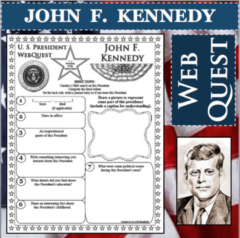 Preview of JOHN F. KENNEDY U.S. PRESIDENT WebQuest Research Project Biography