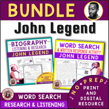 Preview of Black History month Music Lessons - JOHN LEGEND Activities and Worksheets 